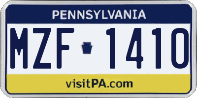 PA license plate MZF1410