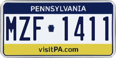 PA license plate MZF1411