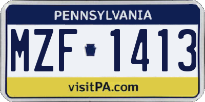 PA license plate MZF1413