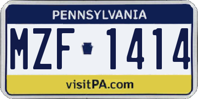 PA license plate MZF1414