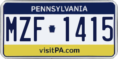 PA license plate MZF1415