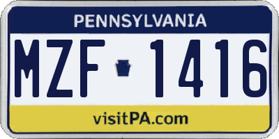 PA license plate MZF1416