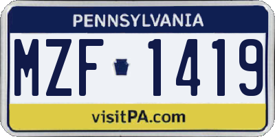 PA license plate MZF1419