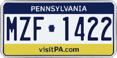 PA license plate MZF1422