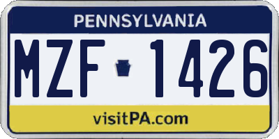 PA license plate MZF1426