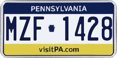 PA license plate MZF1428