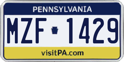 PA license plate MZF1429
