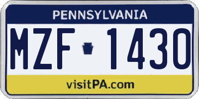 PA license plate MZF1430