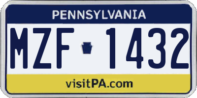 PA license plate MZF1432