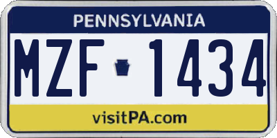 PA license plate MZF1434