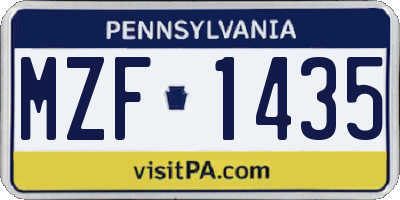 PA license plate MZF1435
