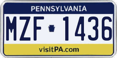 PA license plate MZF1436