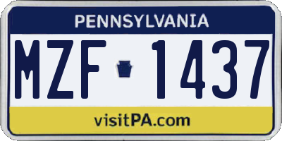 PA license plate MZF1437
