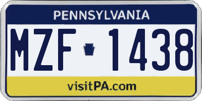 PA license plate MZF1438