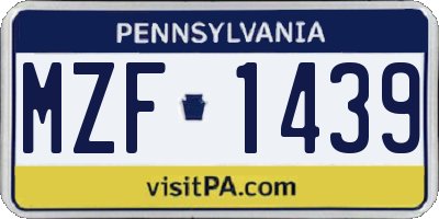 PA license plate MZF1439