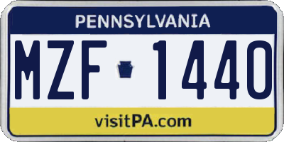 PA license plate MZF1440