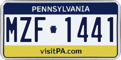 PA license plate MZF1441