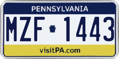 PA license plate MZF1443