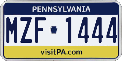PA license plate MZF1444
