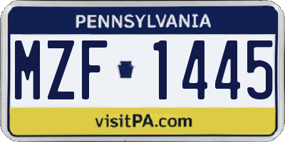 PA license plate MZF1445