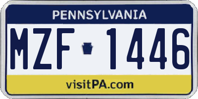 PA license plate MZF1446