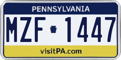 PA license plate MZF1447