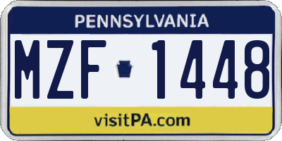 PA license plate MZF1448