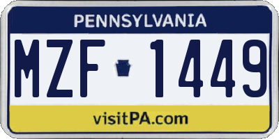 PA license plate MZF1449