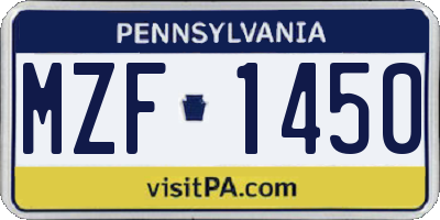 PA license plate MZF1450