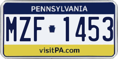 PA license plate MZF1453
