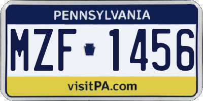 PA license plate MZF1456