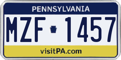 PA license plate MZF1457