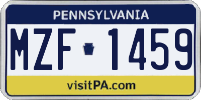 PA license plate MZF1459