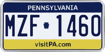 PA license plate MZF1460