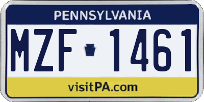 PA license plate MZF1461
