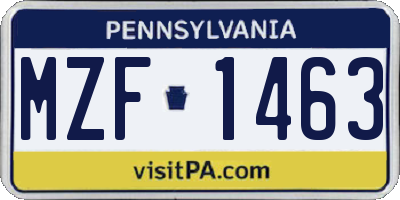 PA license plate MZF1463