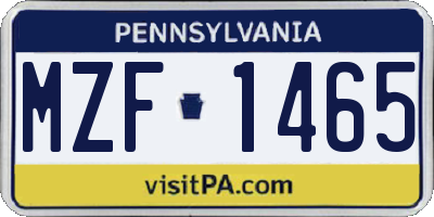 PA license plate MZF1465