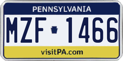 PA license plate MZF1466