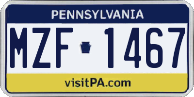 PA license plate MZF1467