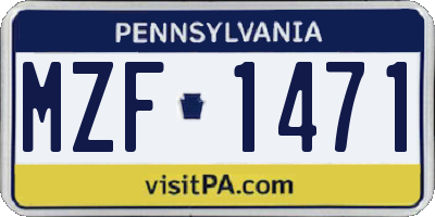 PA license plate MZF1471