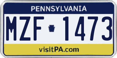 PA license plate MZF1473