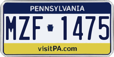 PA license plate MZF1475