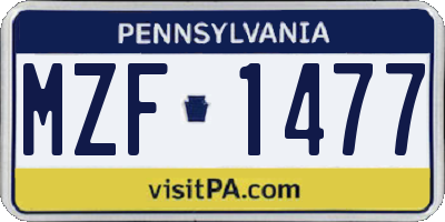 PA license plate MZF1477