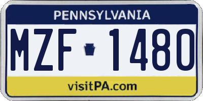 PA license plate MZF1480