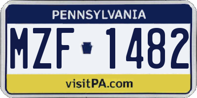 PA license plate MZF1482