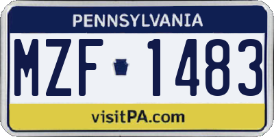 PA license plate MZF1483