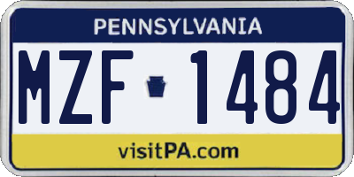 PA license plate MZF1484
