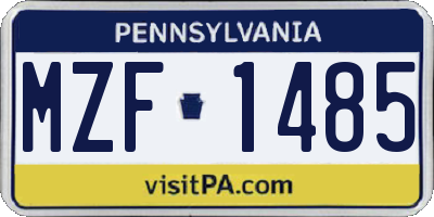 PA license plate MZF1485