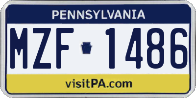 PA license plate MZF1486