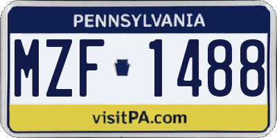 PA license plate MZF1488